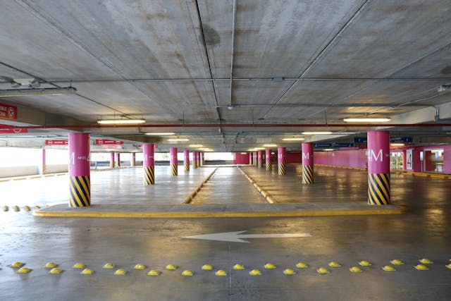 inside parking garage