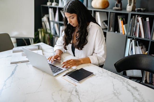 A girl with a laptop